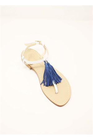 Sandali bianchi con nappe blu Da Costanzo | NAPPINENEWBIANCOBLU